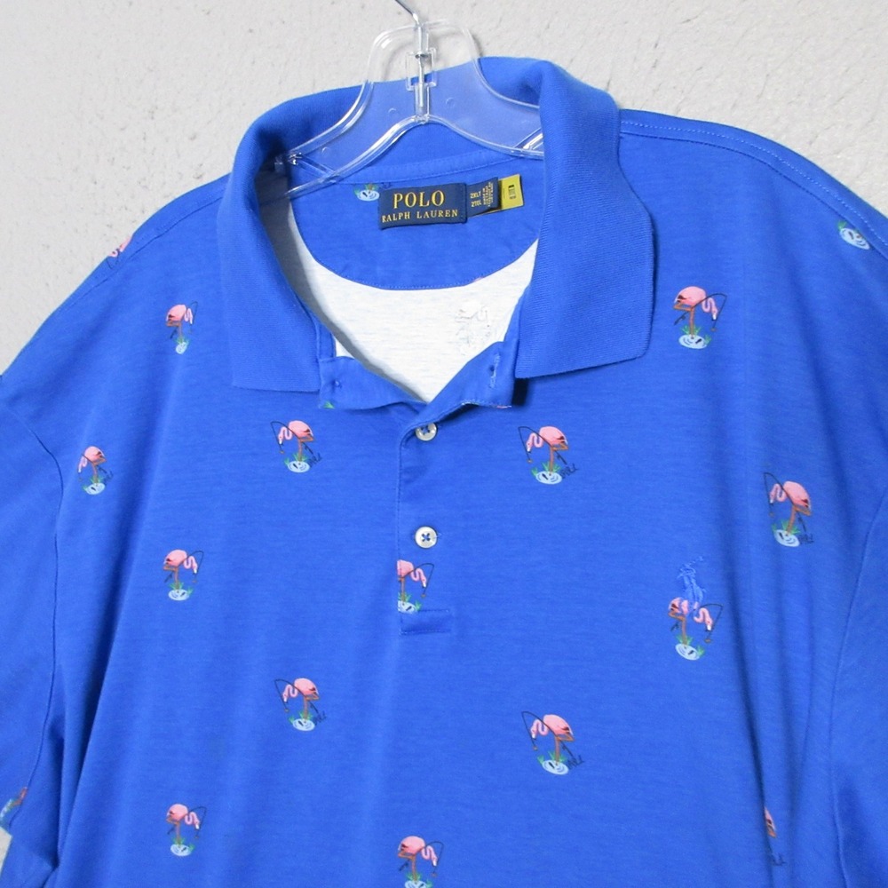 Polo Ralph Lauren Polo Shirt 2XLT Flamingo Fishing Blue Tall Beach Vacation READ
